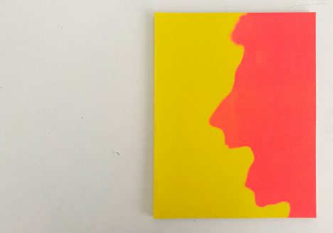This is an image of the cover of a book. It is yellow with a pink silhouette of a face speaking on the right.